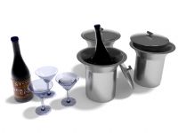 葡萄酒,酒杯,调酒器皿,冰杯3D模型