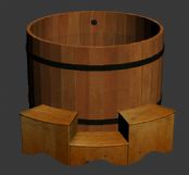 木制浴池,浴缸3D模型