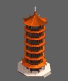 宝塔,中式古代建筑3D模型