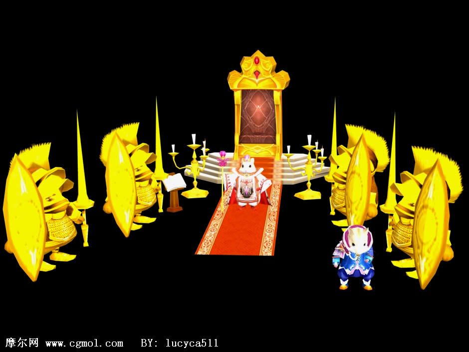 仓鼠国王的王宫大厅,3D游戏场景模型,古代场景