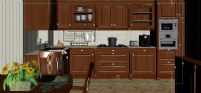 实木风格的厨房整体设计3D模型