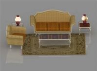 复古木质沙发组合3D模型