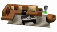 现代风格客厅沙发茶几组合3D模型