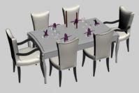 欧式风格的餐厅桌椅组合3D模型