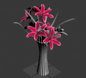 红色花朵,插花3D模型