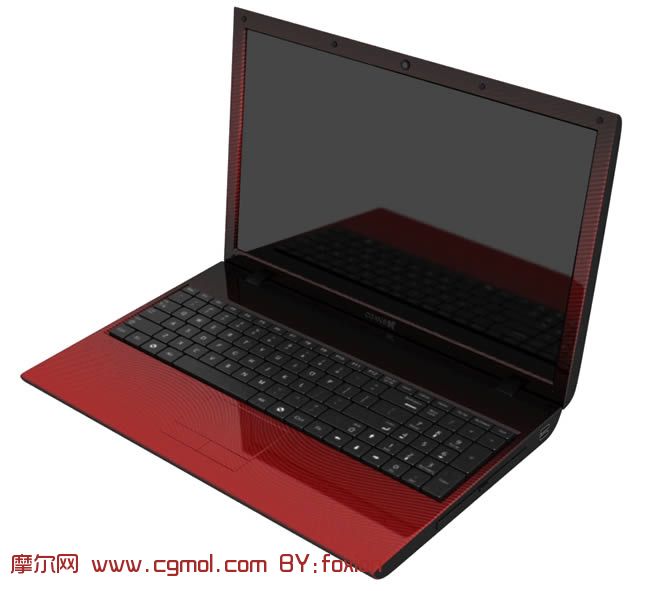 转载作品: 酒红色时尚笔记本,手提电脑3D模型