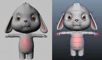 做好绑定的可爱卡通兔子,maya模型