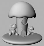 卡通蘑菇房子,小屋,maya模型