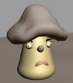 忧伤的卡通蘑菇角色3D模型