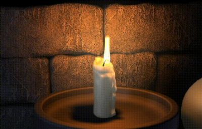 燃烧的蜡烛(带火苗跳动动画)3D模型