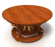 雕花木质圆桌,桌子3D模型