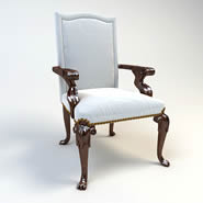 欧式实木沙发椅3D模型