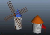 中世纪风车粮仓3D模型