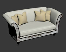 欧式白色多人沙发,3D家具模型