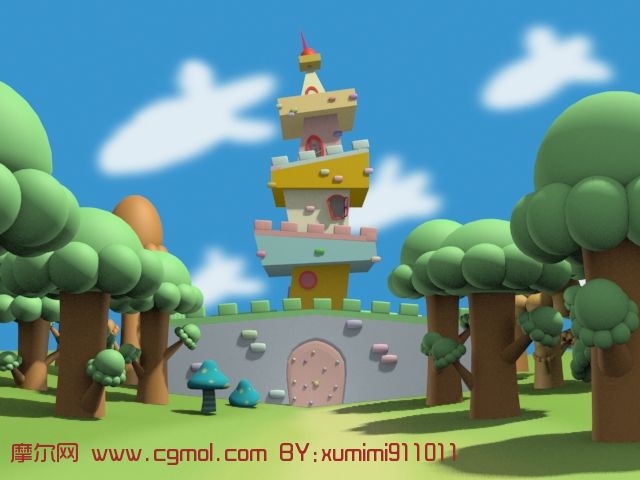 卡通城堡3d模型,其他,场景模型,3d模型下载,3d模型网,maya模型免费