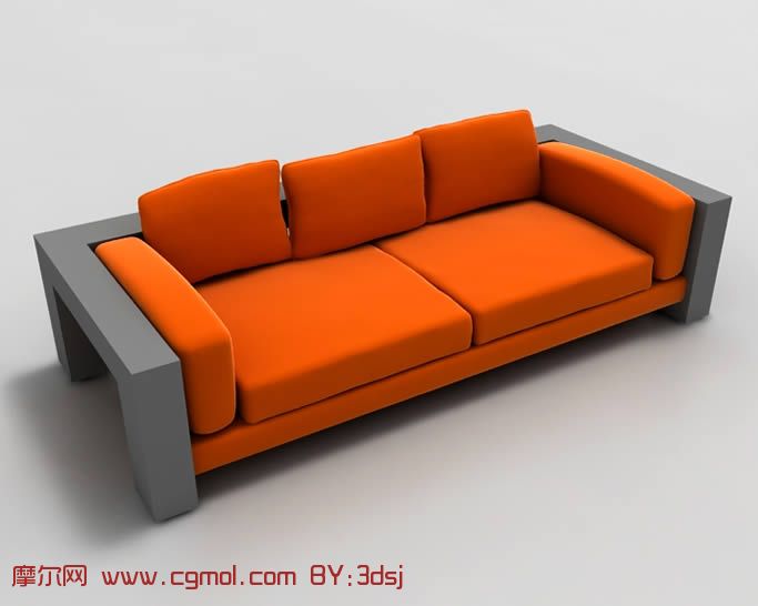 橙色简易沙发3d模型