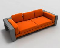 橙色简易沙发3D模型