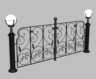 铁栅栏,防护栏,铁门,园林小品3d模型