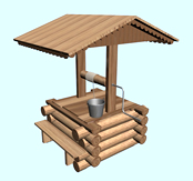 木制水井,井棚3d模型