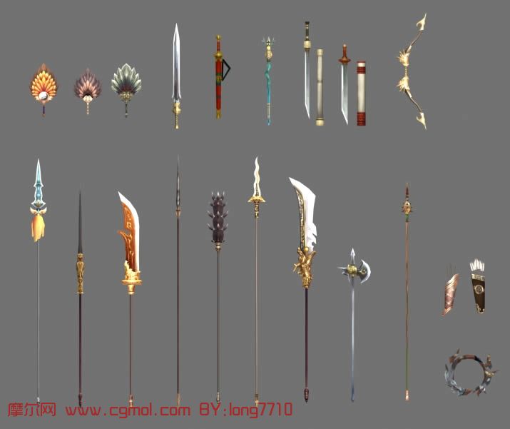 网游《赤壁》武器合辑3D模型,其他角色,游戏角