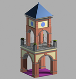 小塔楼,钟楼建筑3D模型