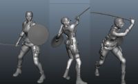 拿着剑盾的女战士maya模型