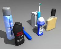 洗面奶,洁面乳,剃须刀,香水,电动牙刷3D模型
