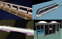 水坝,桥梁,公交站,高铁3D模型