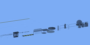 路障,垃圾桶,消防栓,道路小品,交通用品3D模型