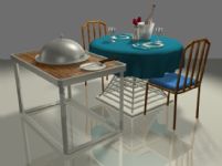室内餐桌,桌椅,餐具3D模型