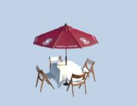 阳伞,咖啡厅室外雅座3D模型