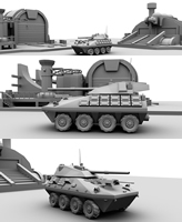 带红警场景的装甲车3D模型