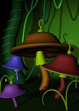 漂亮的蘑菇,菌群3D模型