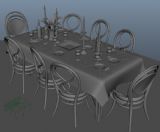 蜡烛,桌子,烛光晚餐,厨房晚景maya模型
