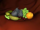 香蕉,葡萄,橙子,梨,樱桃,水果3D模型