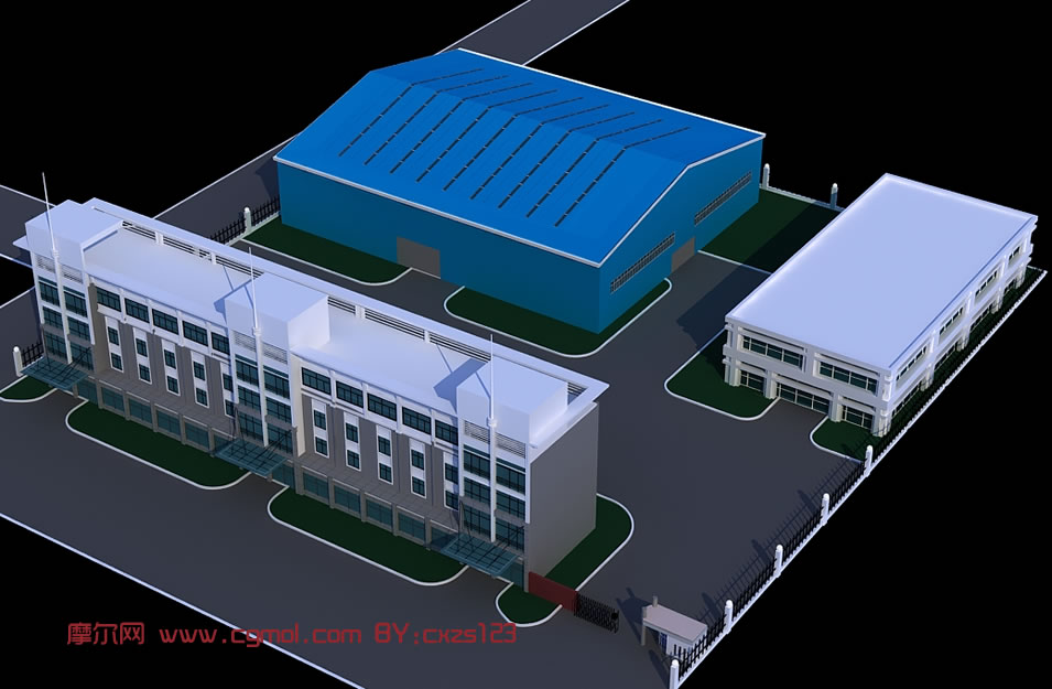 工厂鸟瞰图3D模型