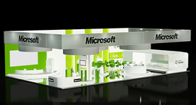 微软展示台,微软公司展厅3D模型
