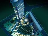 商业区建筑鸟瞰图3D模型