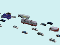 大巴车,卡车,轿车,一组汽车简模3D源文件
