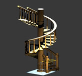 木质旋转楼梯,旋梯,楼梯3D模型