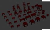 折叠椅,太师椅,茶几,桌子,古典家具3D模型