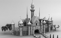中世纪古堡,城堡,教堂3D模型