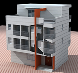 三层室外别墅,楼房3D模型