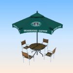 星巴克遮阳伞,桌椅,室外场景max3d模型