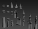 城堡建筑构件,分解构件3D模型
