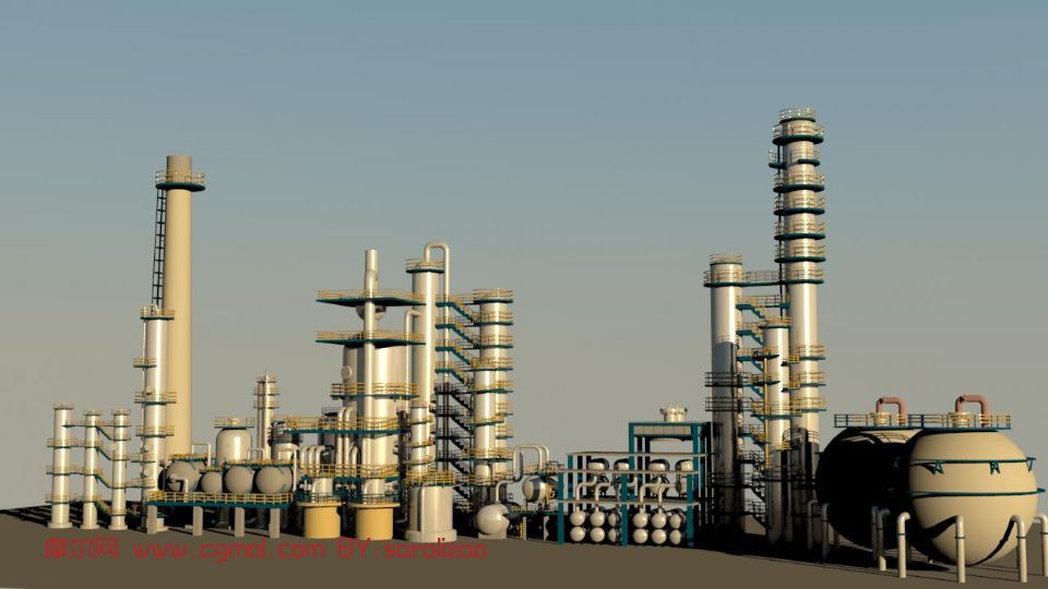 石油炼化装置,催化裂化建筑,室外场景max3d模