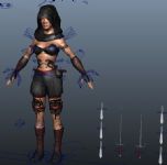 双叉兵器角色,游戏人物maya模型