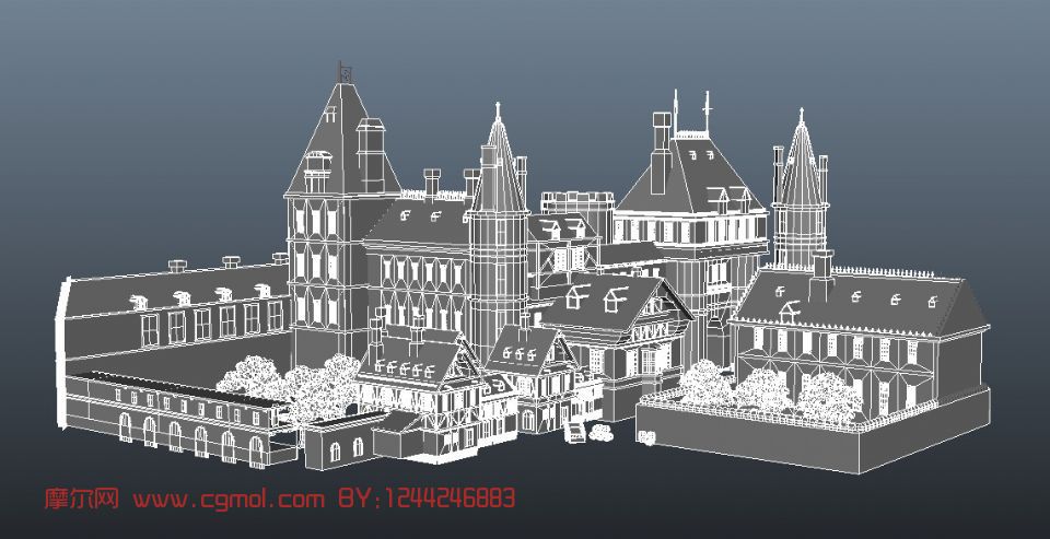 室外场景,城堡,建筑maya3d模型