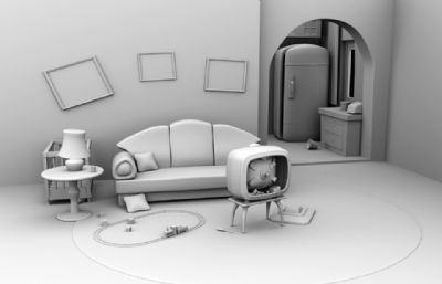 客厅,室内,卡通场景maya模型