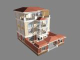 农村三层带顶楼的别墅3D模型